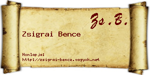 Zsigrai Bence névjegykártya